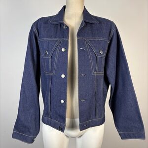 Vintage 70s Golden Horse Dark Wash Denim Trucker Jacket S - Retro Indigo